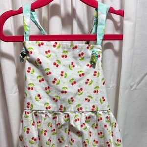 Ricrac and Ruffles Cherry Print Tunic Top with Mint Tie Straps and campers